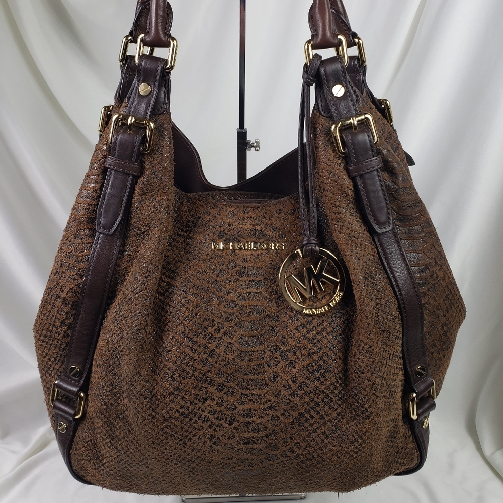 Michael Kors Bedford Python Embossed Leather Bag
